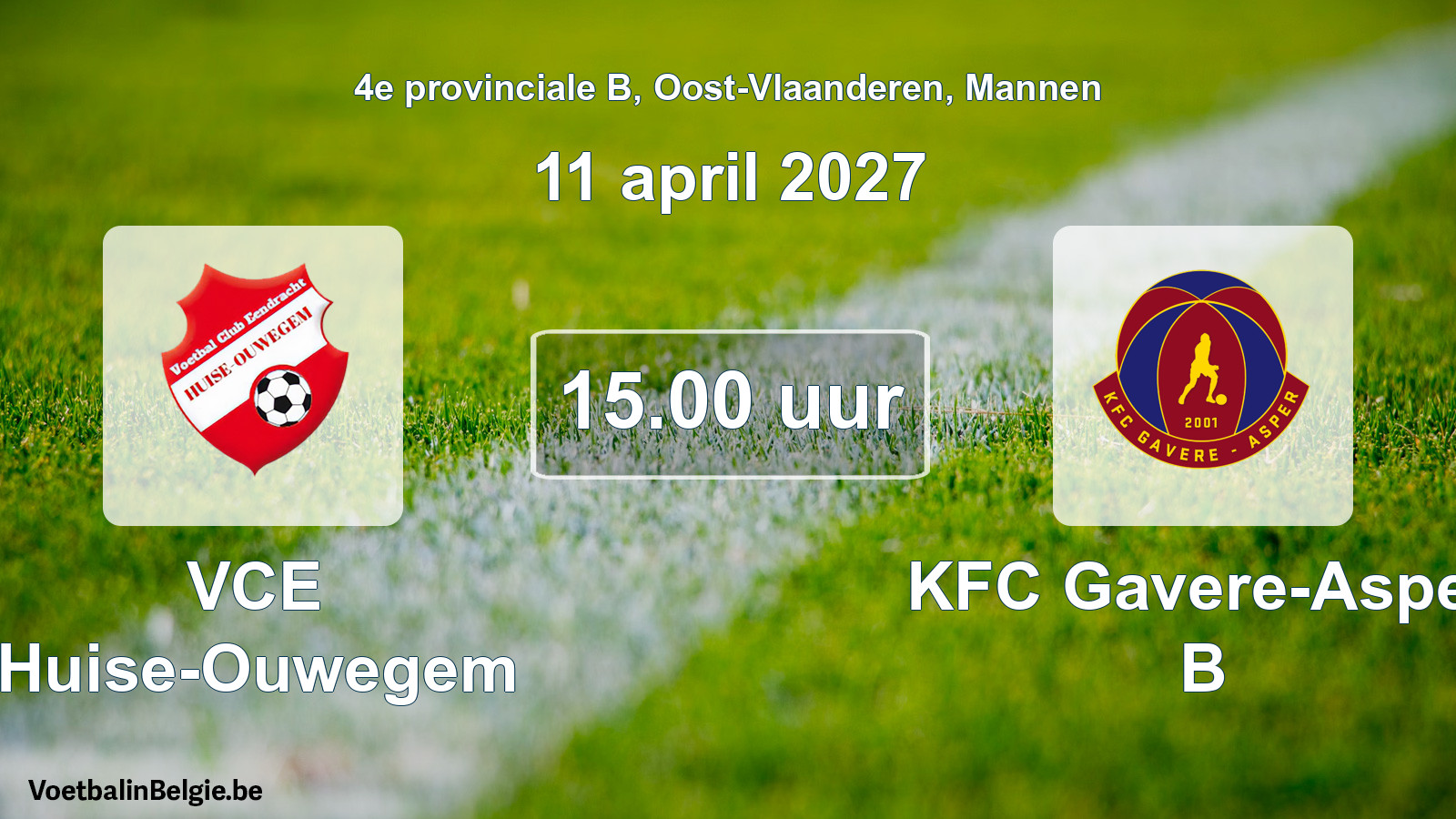 Geplande wedstrijd mannenvoetbal: VCE Huise-Ouwegem - KFC Gavere-Asper B (11 april 2027)