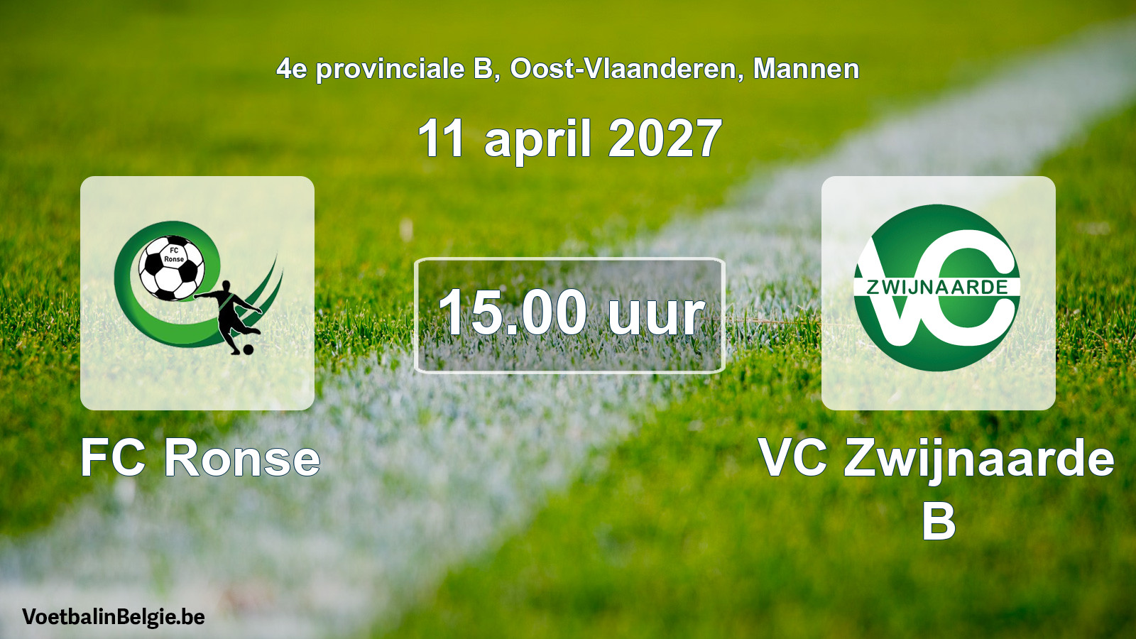 Geplande wedstrijd mannenvoetbal: FC Ronse - VC Zwijnaarde B (11 april 2027)