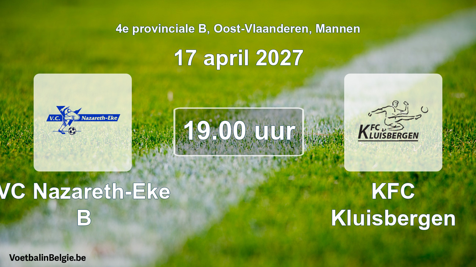 Geplande wedstrijd mannenvoetbal: VC Nazareth-Eke B - KFC Kluisbergen (17 april 2027)
