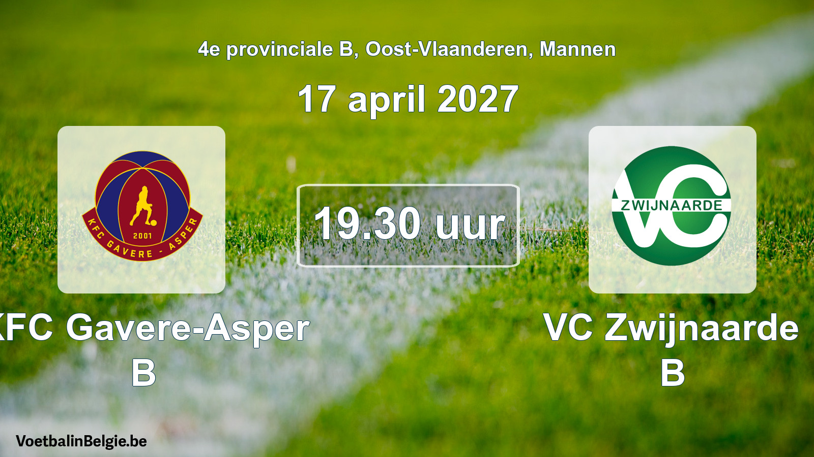 Geplantes Spiel männer-Fußball: KFC Gavere-Asper B - VC Zwijnaarde B (17 April 2027)