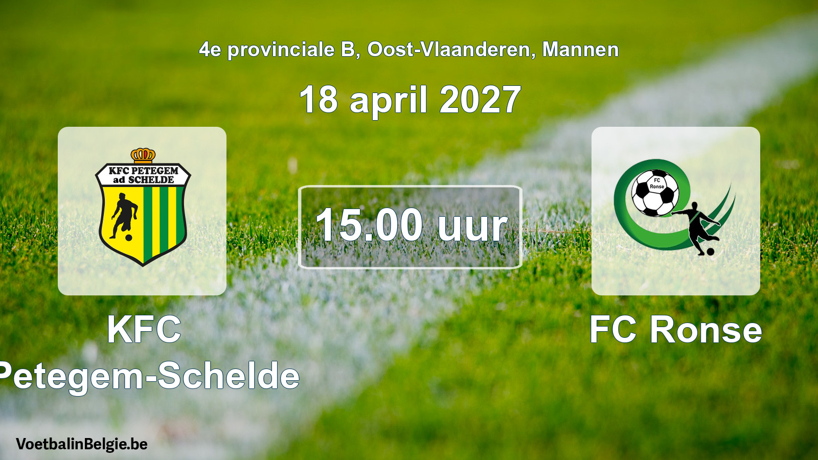 Geplande wedstrijd mannenvoetbal: KFC Petegem-Schelde - FC Ronse (18 april 2027)