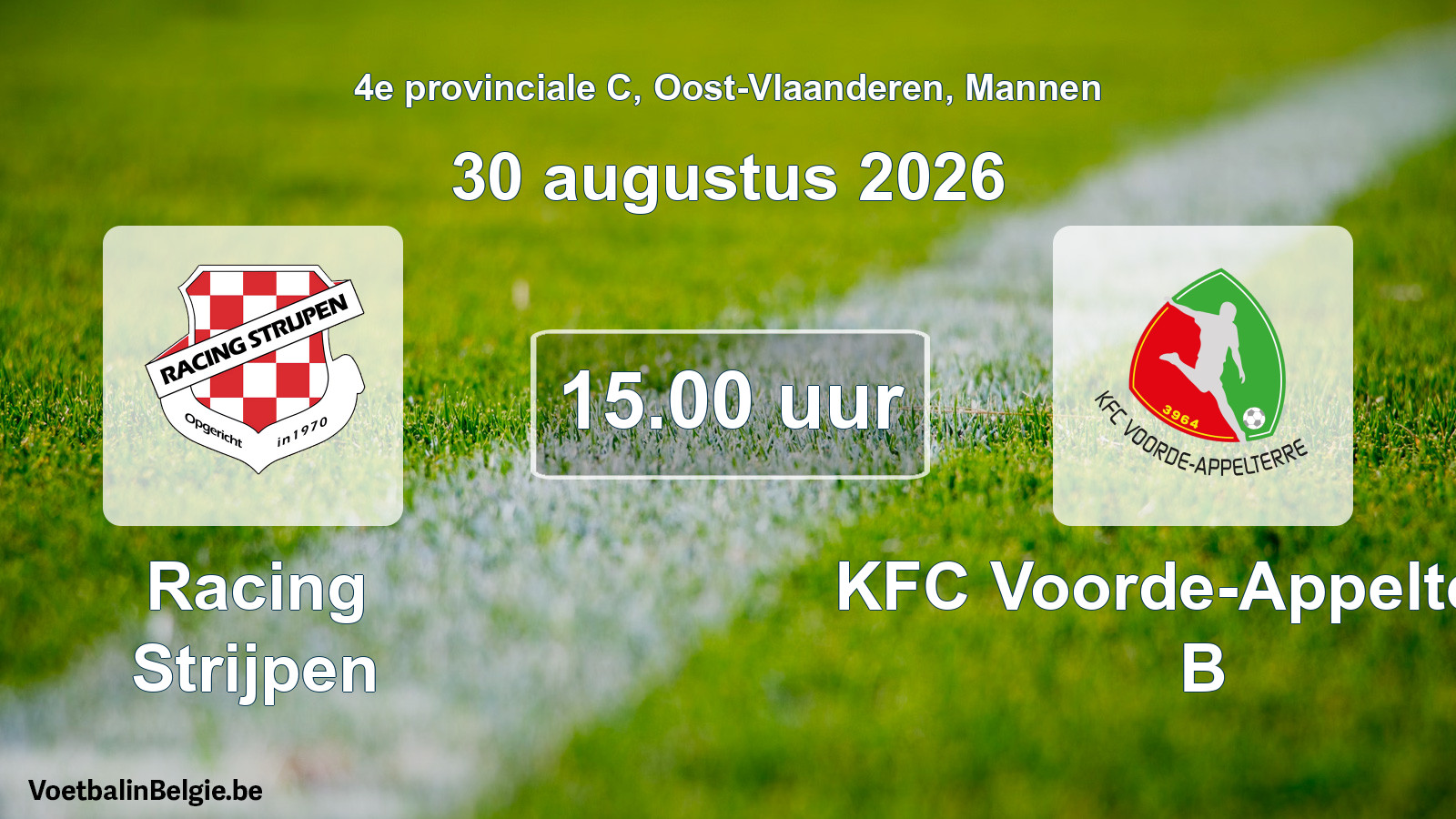 Geplande wedstrijd mannenvoetbal: Racing Strijpen - KFC Voorde-Appelterre B (30 augustus 2026)