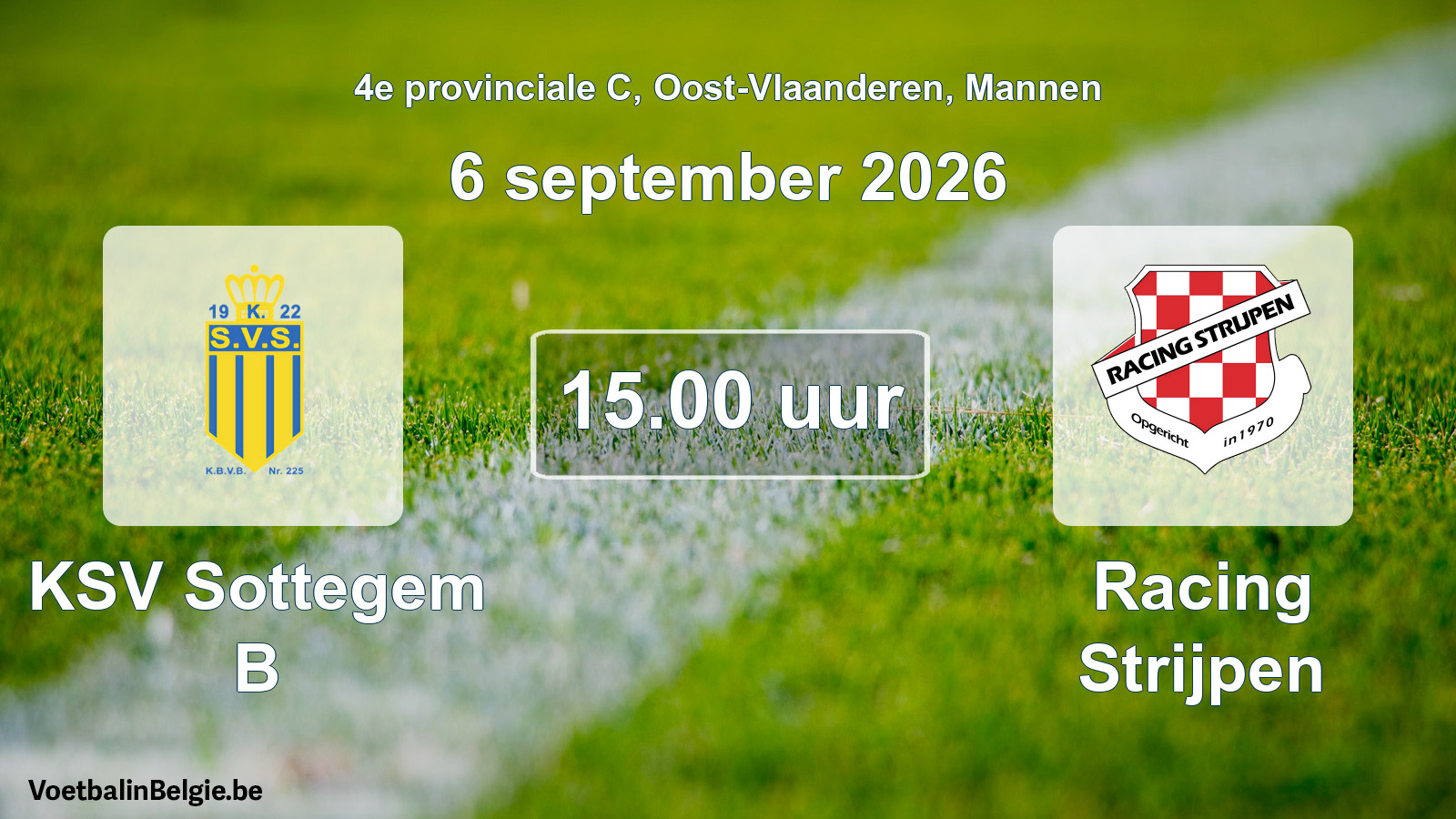 Geplande wedstrijd mannenvoetbal: KSV Sottegem B - Racing Strijpen (6 september 2026)