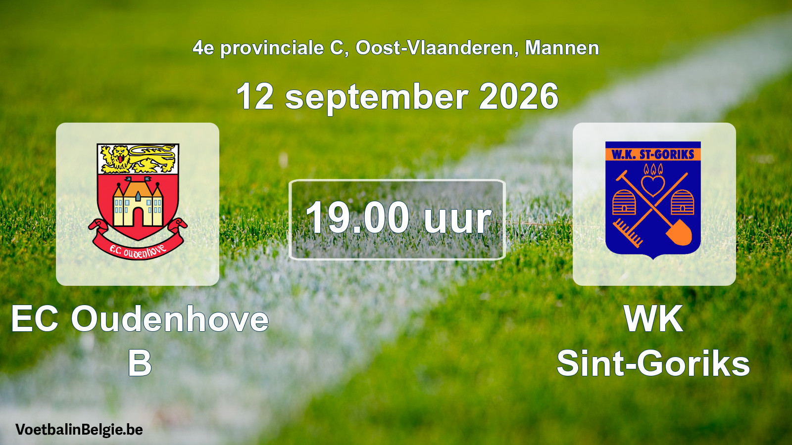 Geplande wedstrijd mannenvoetbal: EC Oudenhove B - WK Sint-Goriks (12 september 2026)