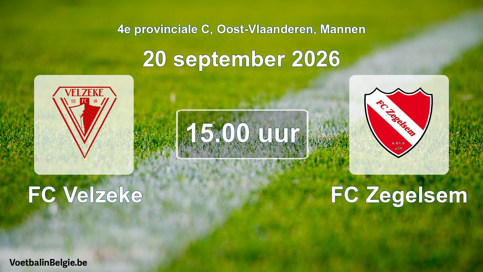 Geplande wedstrijd mannenvoetbal: FC Velzeke - FC Zegelsem (20 september 2026)