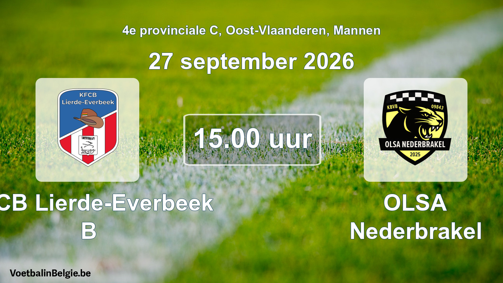 Geplande wedstrijd mannenvoetbal: KFCB Lierde-Everbeek B - OLSA Nederbrakel (27 september 2026)