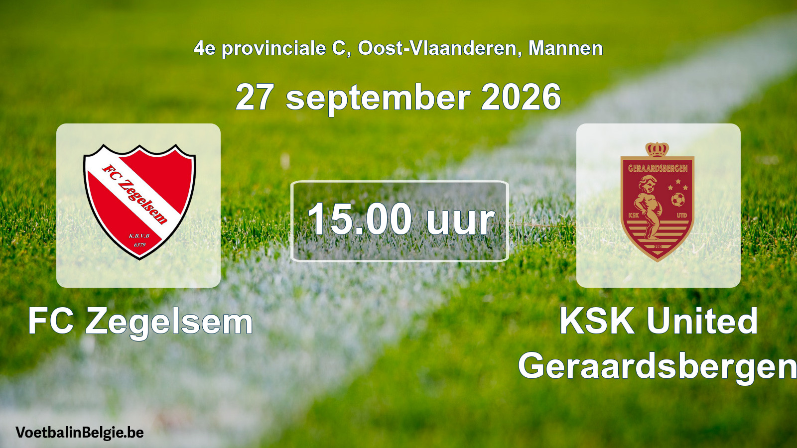 Geplande wedstrijd mannenvoetbal: FC Zegelsem - KSK United Geraardsbergen (27 september 2026)