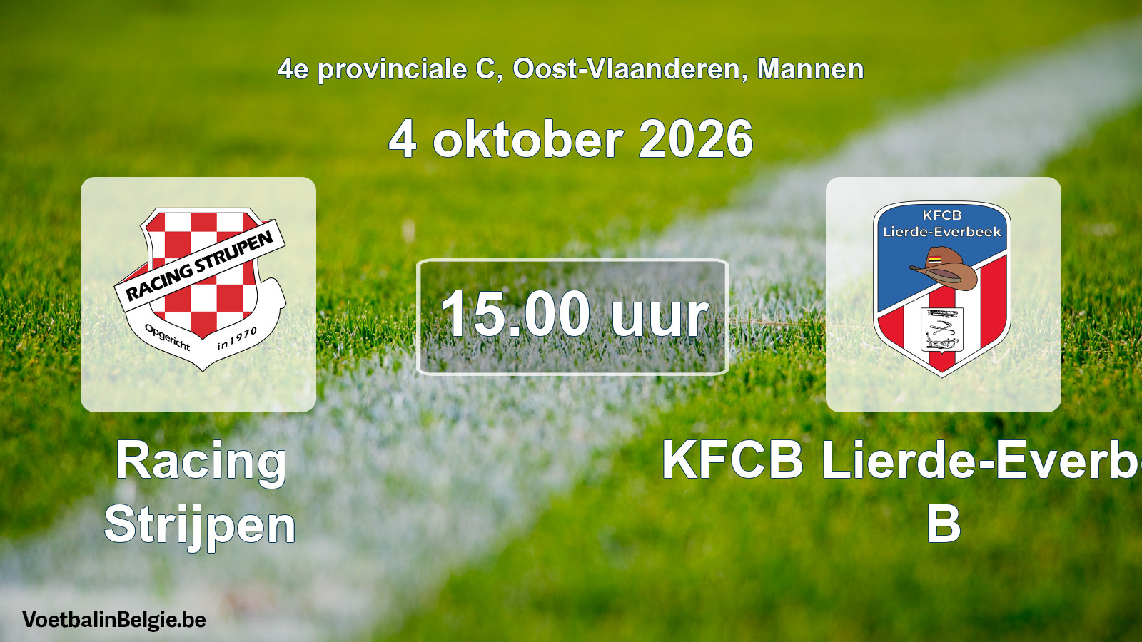 Geplande wedstrijd mannenvoetbal: Racing Strijpen - KFCB Lierde-Everbeek B (4 oktober 2026)