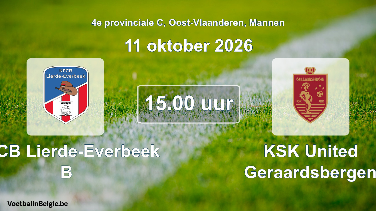 Geplande wedstrijd mannenvoetbal: KFCB Lierde-Everbeek B - KSK United Geraardsbergen (11 oktober 2026)