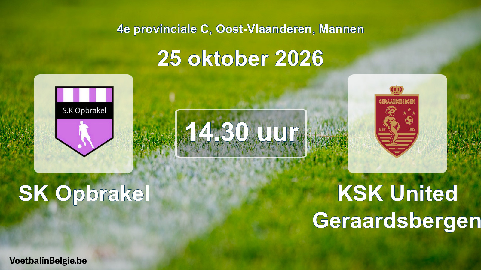 Geplande wedstrijd mannenvoetbal: SK Opbrakel - KSK United Geraardsbergen (25 oktober 2026)