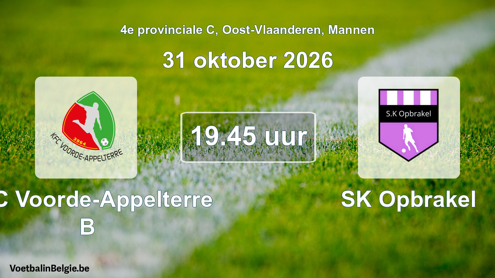 Geplande wedstrijd mannenvoetbal: KFC Voorde-Appelterre B - SK Opbrakel (31 oktober 2026)
