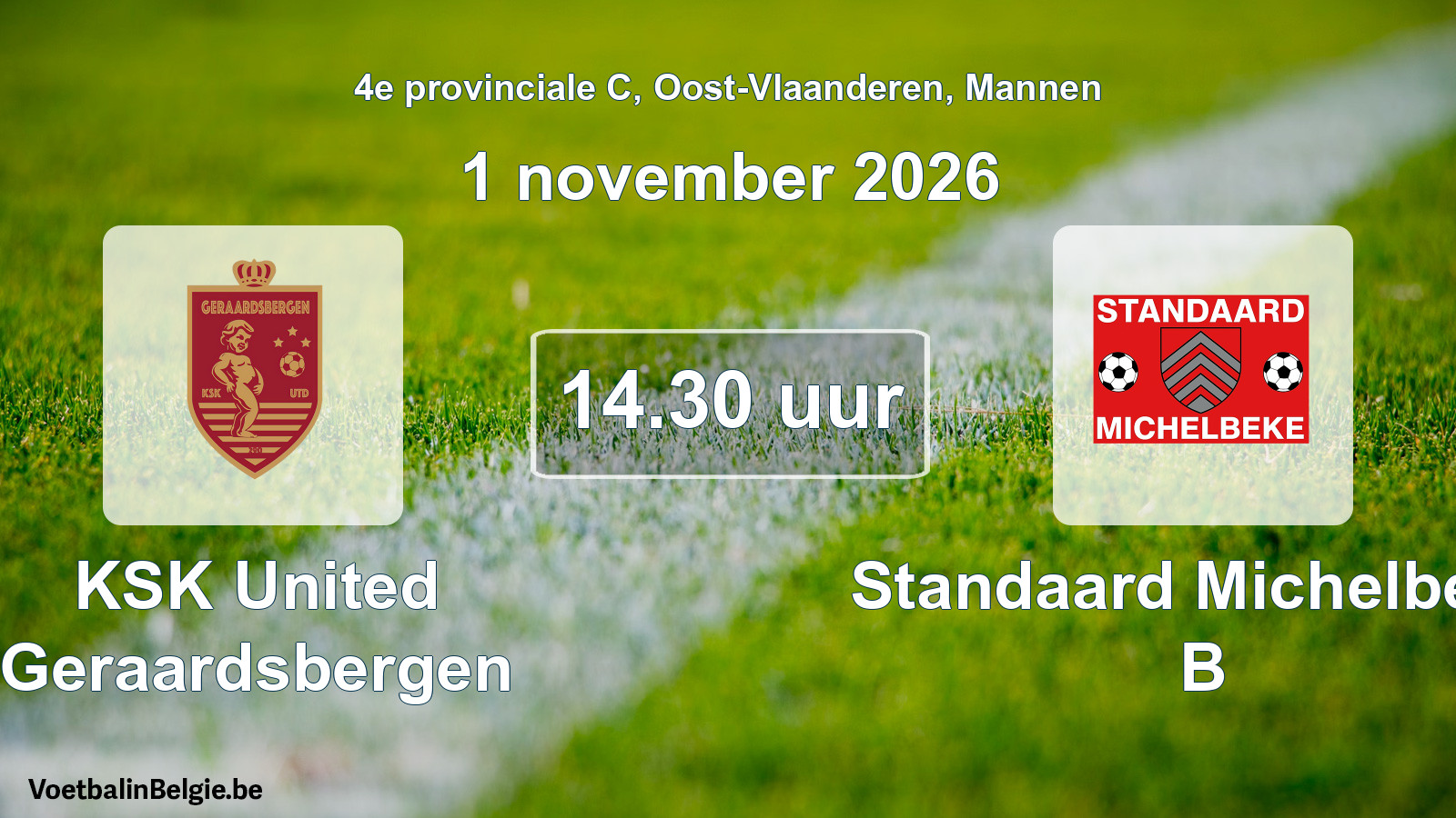 Geplande wedstrijd mannenvoetbal: KSK United Geraardsbergen - Standaard Michelbeke B (1 november 2026)