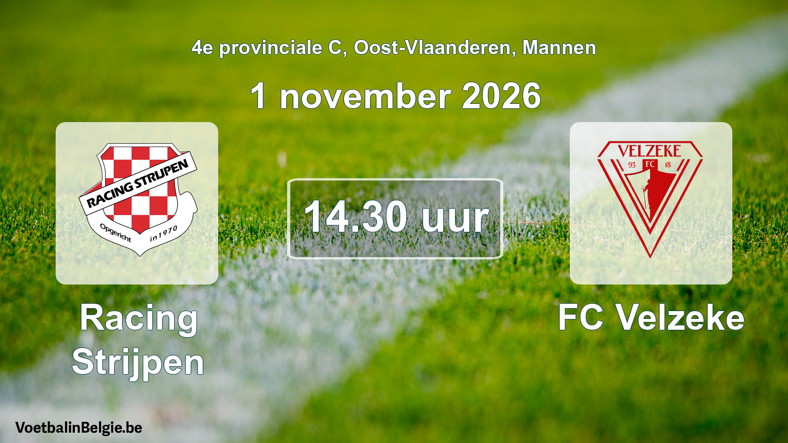Geplande wedstrijd mannenvoetbal: Racing Strijpen - FC Velzeke (1 november 2026)