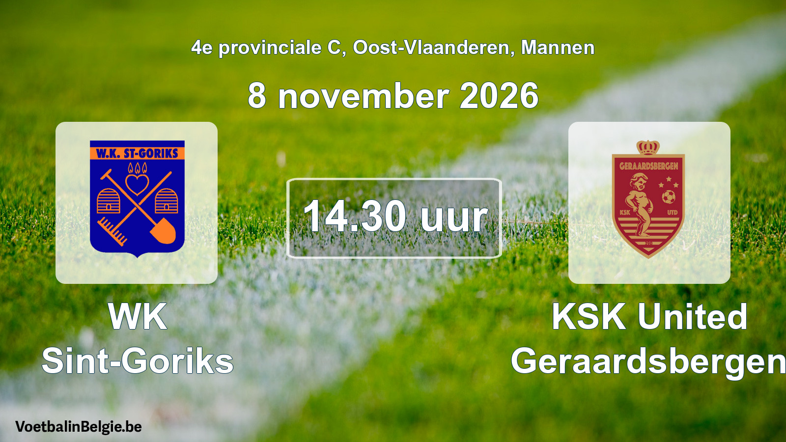 Geplande wedstrijd mannenvoetbal: WK Sint-Goriks - KSK United Geraardsbergen (8 november 2026)
