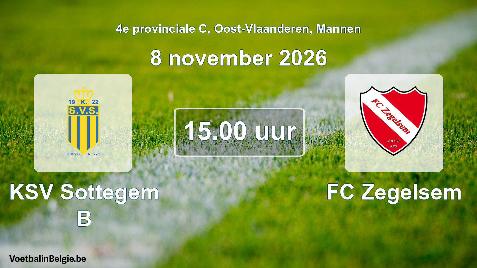 Geplande wedstrijd mannenvoetbal: KSV Sottegem B - FC Zegelsem (8 november 2026)