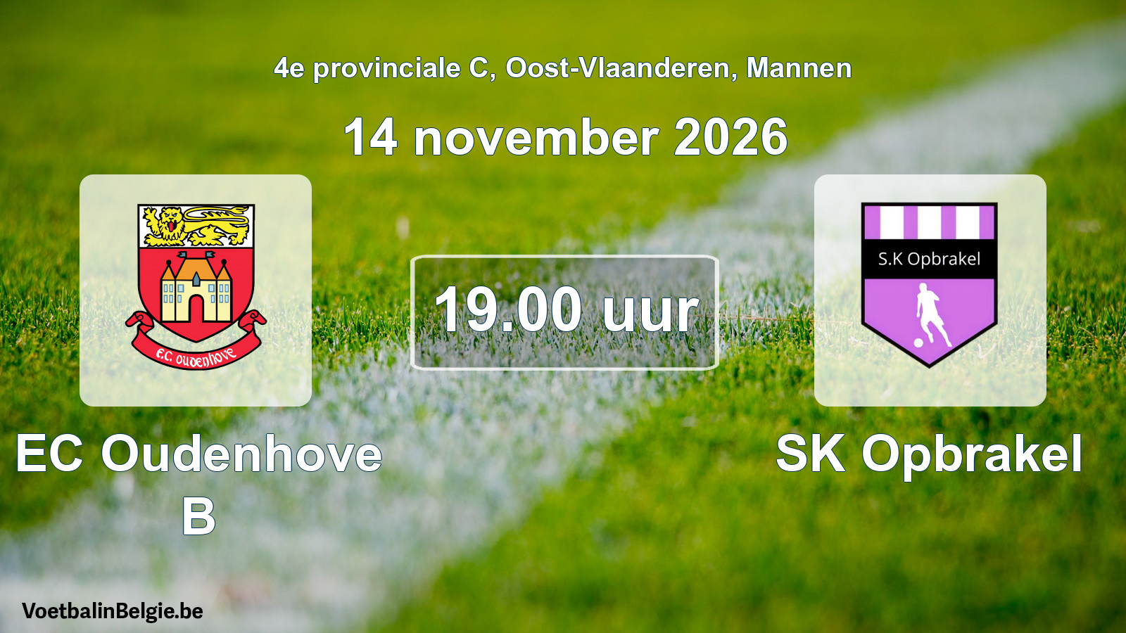 Geplande wedstrijd mannenvoetbal: EC Oudenhove B - SK Opbrakel (14 november 2026)