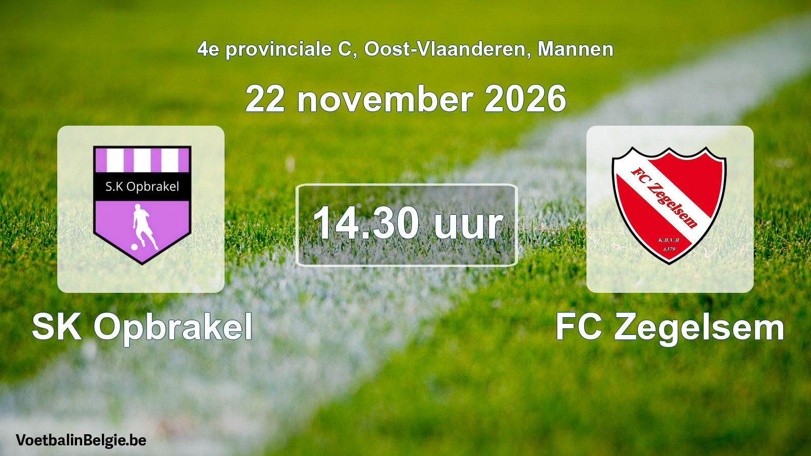 Geplande wedstrijd mannenvoetbal: SK Opbrakel - FC Zegelsem (22 november 2026)