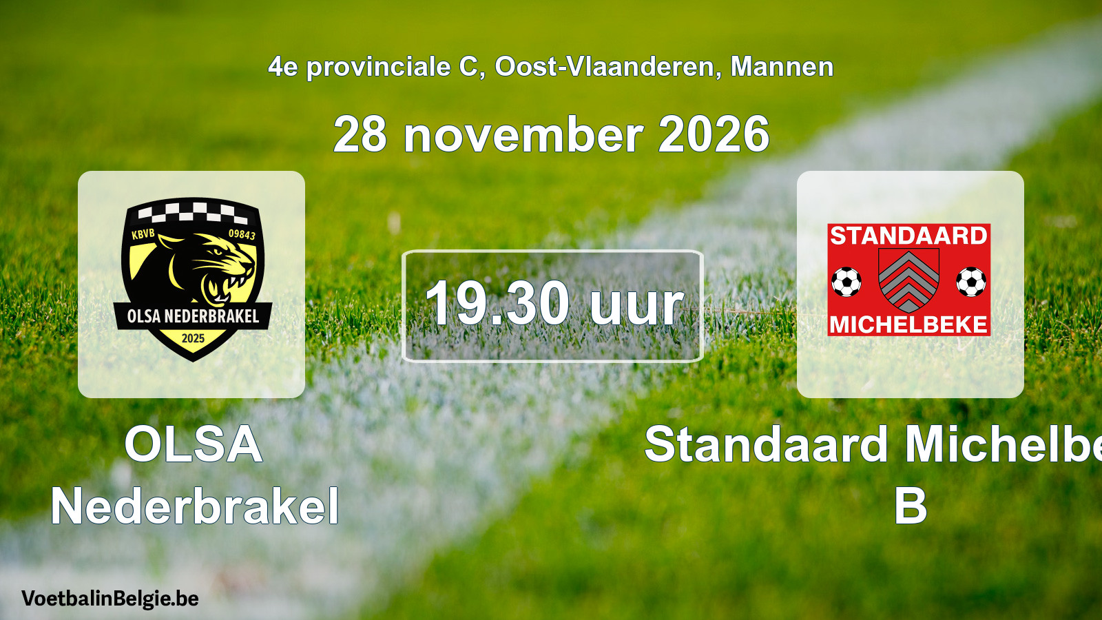 Geplande wedstrijd mannenvoetbal: OLSA Nederbrakel - Standaard Michelbeke B (28 november 2026)