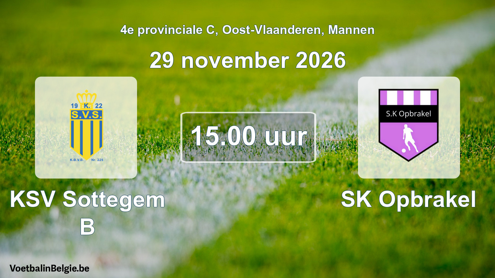 Geplande wedstrijd mannenvoetbal: KSV Sottegem B - SK Opbrakel (29 november 2026)