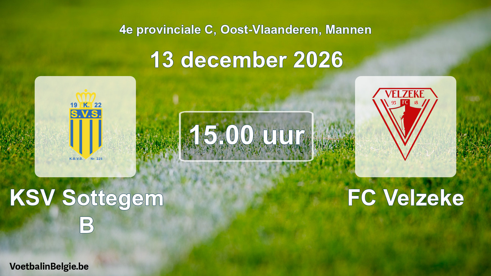 Geplande wedstrijd mannenvoetbal: KSV Sottegem B - FC Velzeke (13 december 2026)