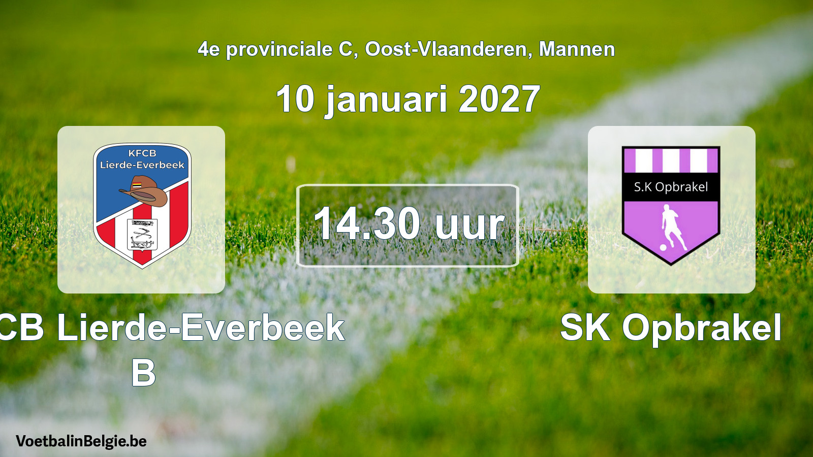 Geplande wedstrijd mannenvoetbal: KFCB Lierde-Everbeek B - SK Opbrakel (10 januari 2027)