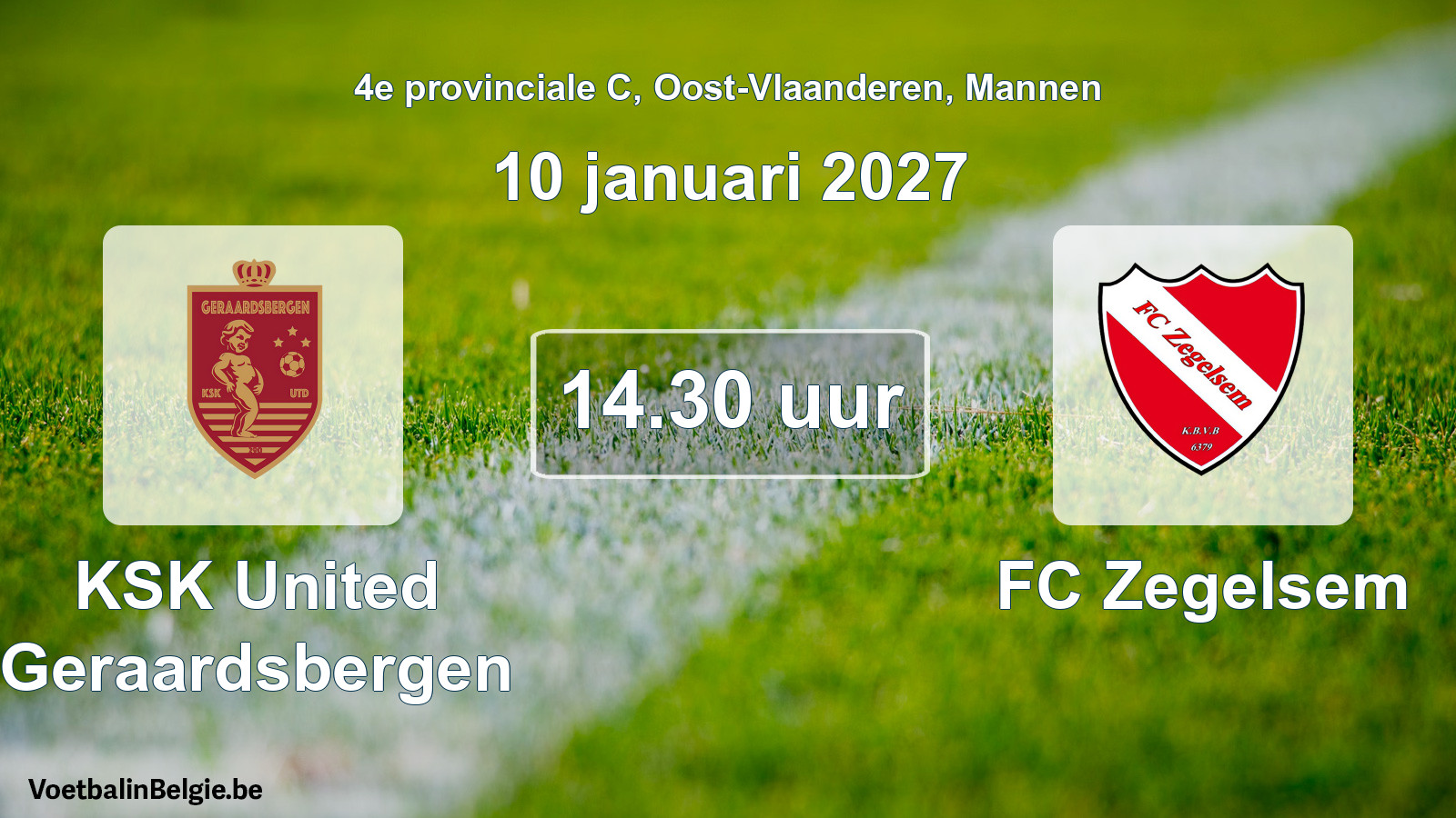 Geplande wedstrijd mannenvoetbal: KSK United Geraardsbergen - FC Zegelsem (10 januari 2027)