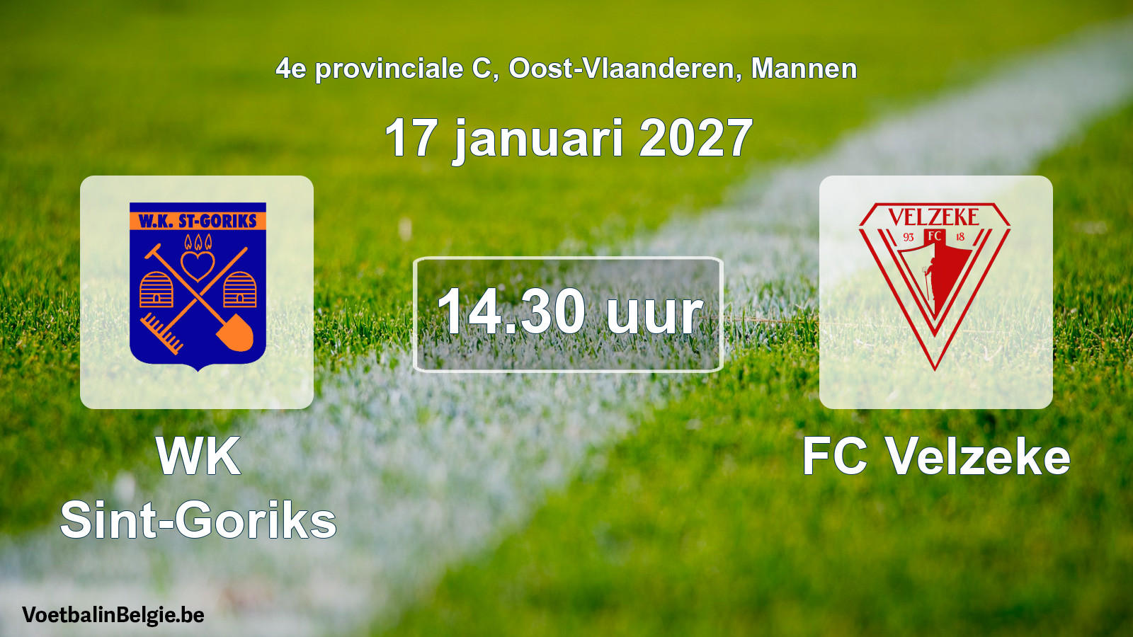 Geplande wedstrijd mannenvoetbal: WK Sint-Goriks - FC Velzeke (17 januari 2027)