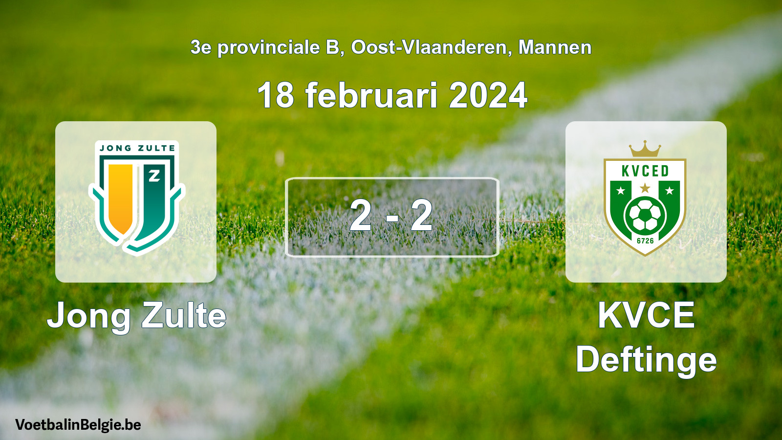 Gespeelde wedstrijd mannenvoetbal: Jong Zulte - KVCE Deftinge 2 - 2 (18 februari 2024)