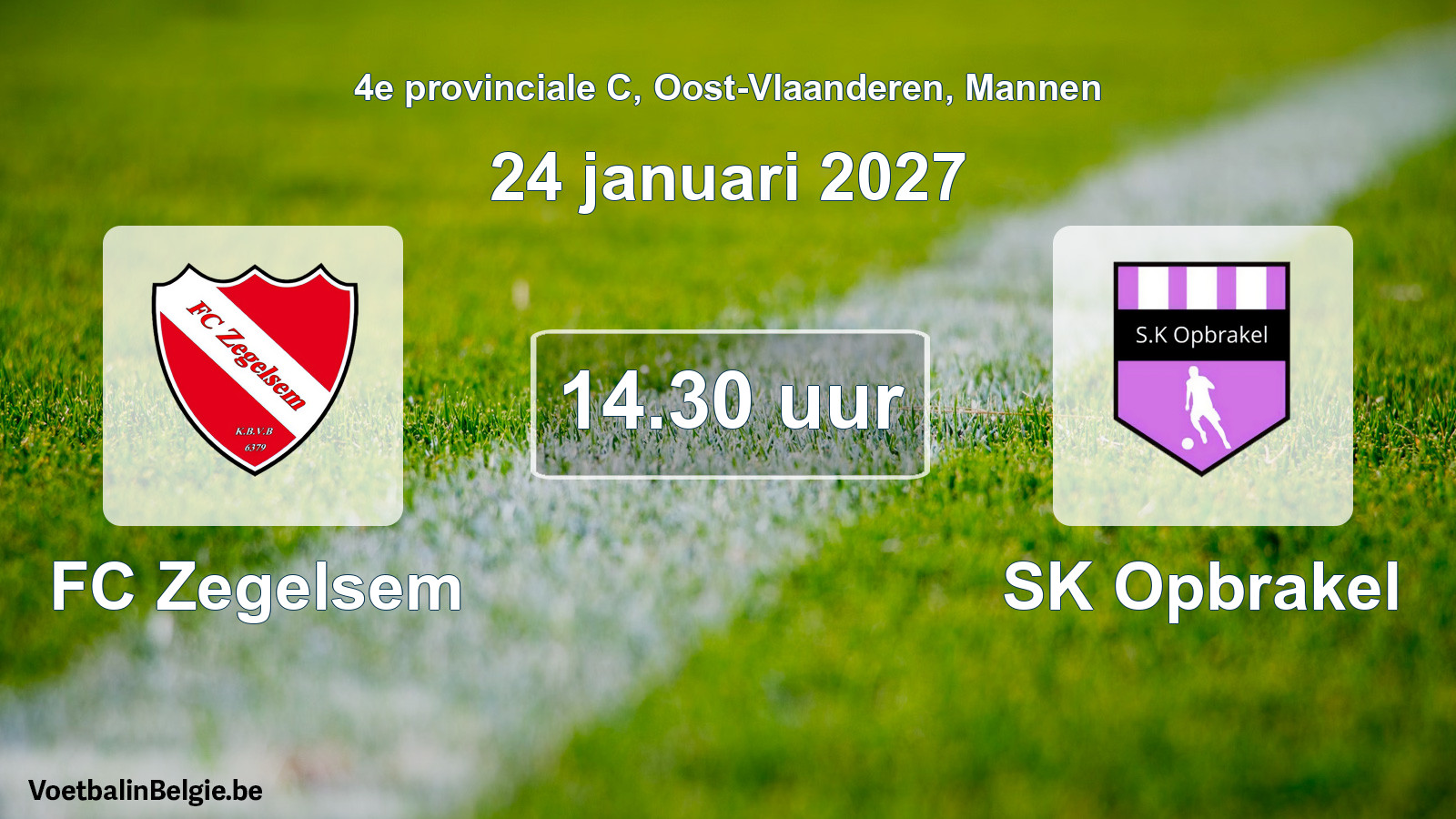 Geplande wedstrijd mannenvoetbal: FC Zegelsem - SK Opbrakel (24 januari 2027)