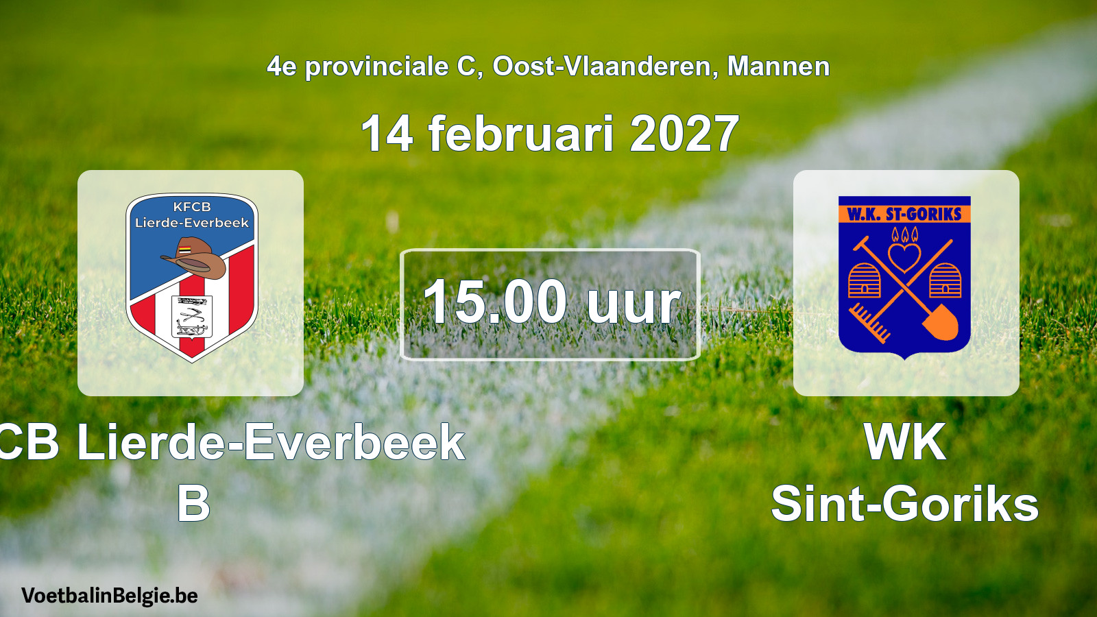 Geplande wedstrijd mannenvoetbal: KFCB Lierde-Everbeek B - WK Sint-Goriks (14 februari 2027)