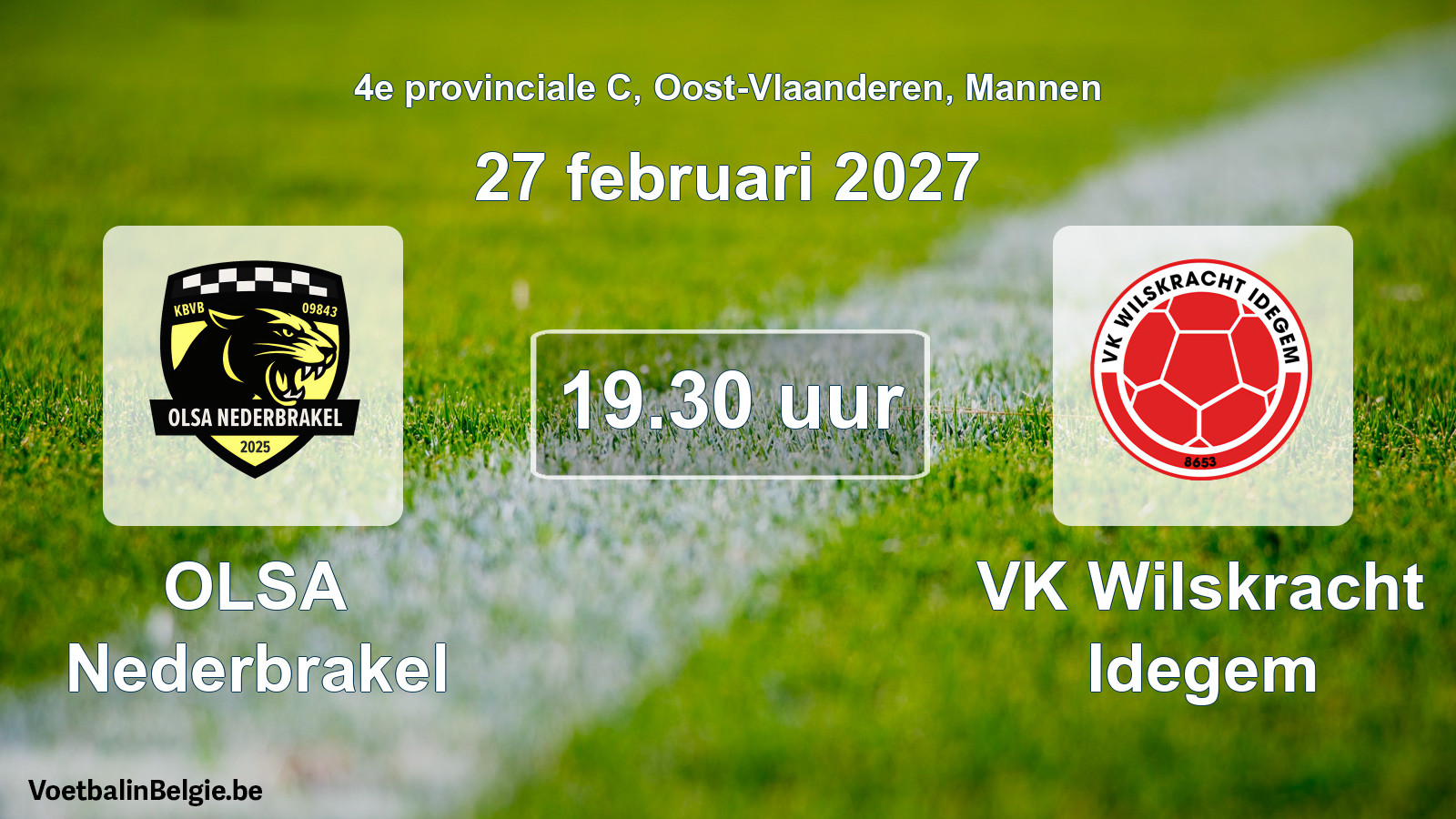 Geplande wedstrijd mannenvoetbal: OLSA Nederbrakel - VK Wilskracht Idegem (27 februari 2027)