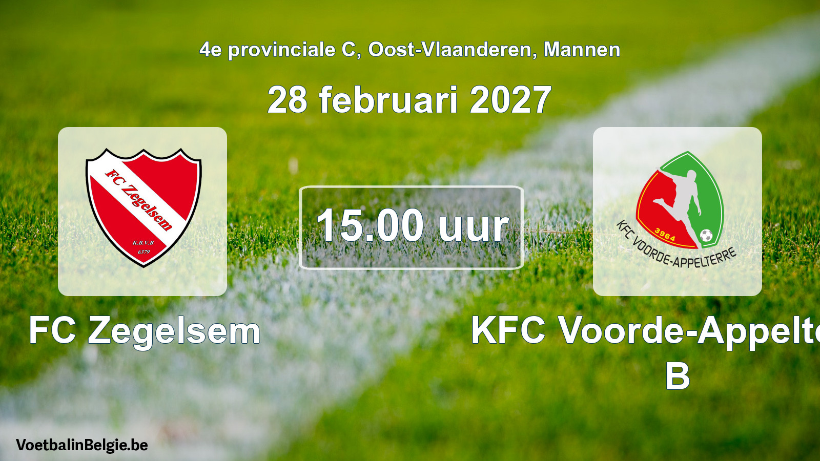 Geplande wedstrijd mannenvoetbal: FC Zegelsem - KFC Voorde-Appelterre B (28 februari 2027)