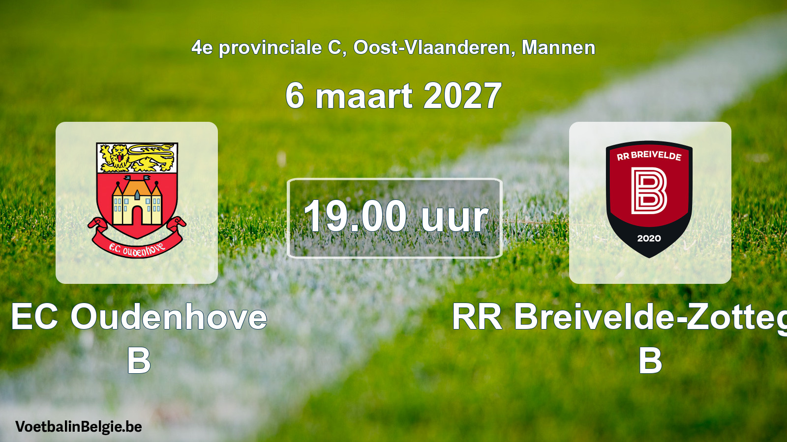 Geplande wedstrijd mannenvoetbal: EC Oudenhove B - RR Breivelde-Zottegem B (6 maart 2027)