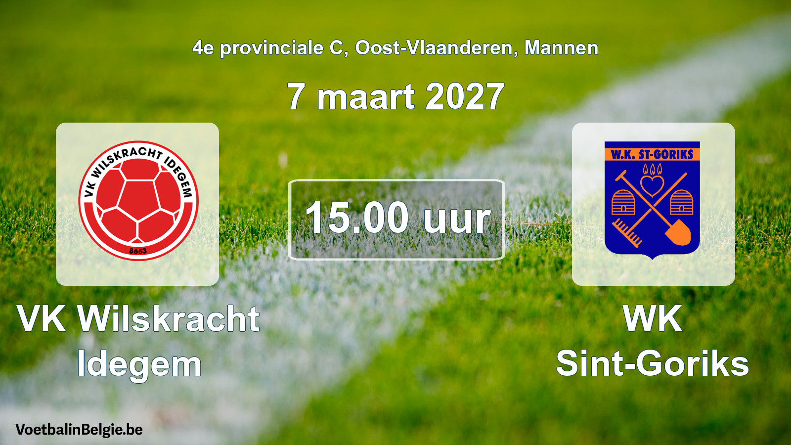 Geplande wedstrijd mannenvoetbal: VK Wilskracht Idegem - WK Sint-Goriks (7 maart 2027)