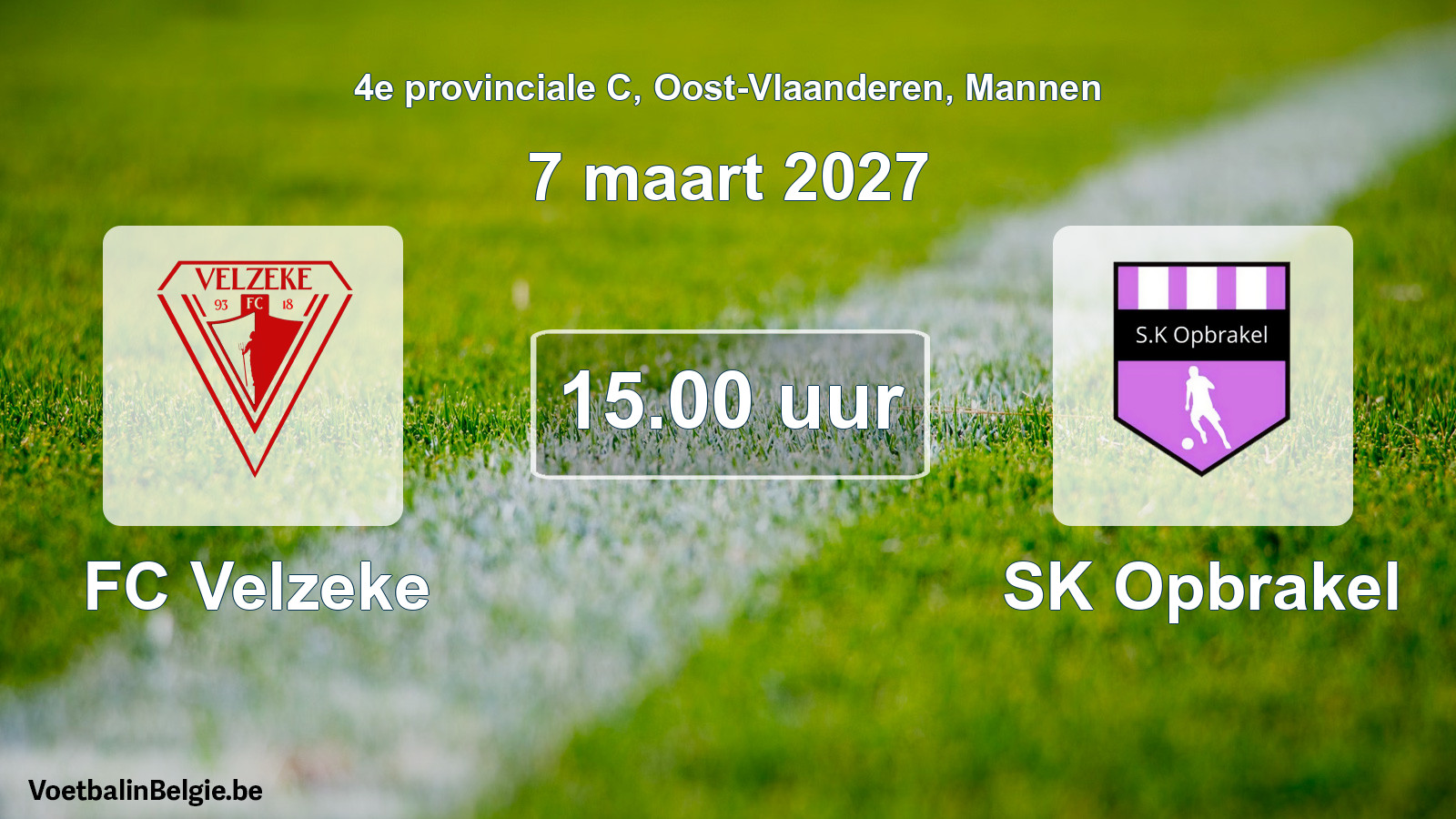 Geplande wedstrijd mannenvoetbal: FC Velzeke - SK Opbrakel (7 maart 2027)