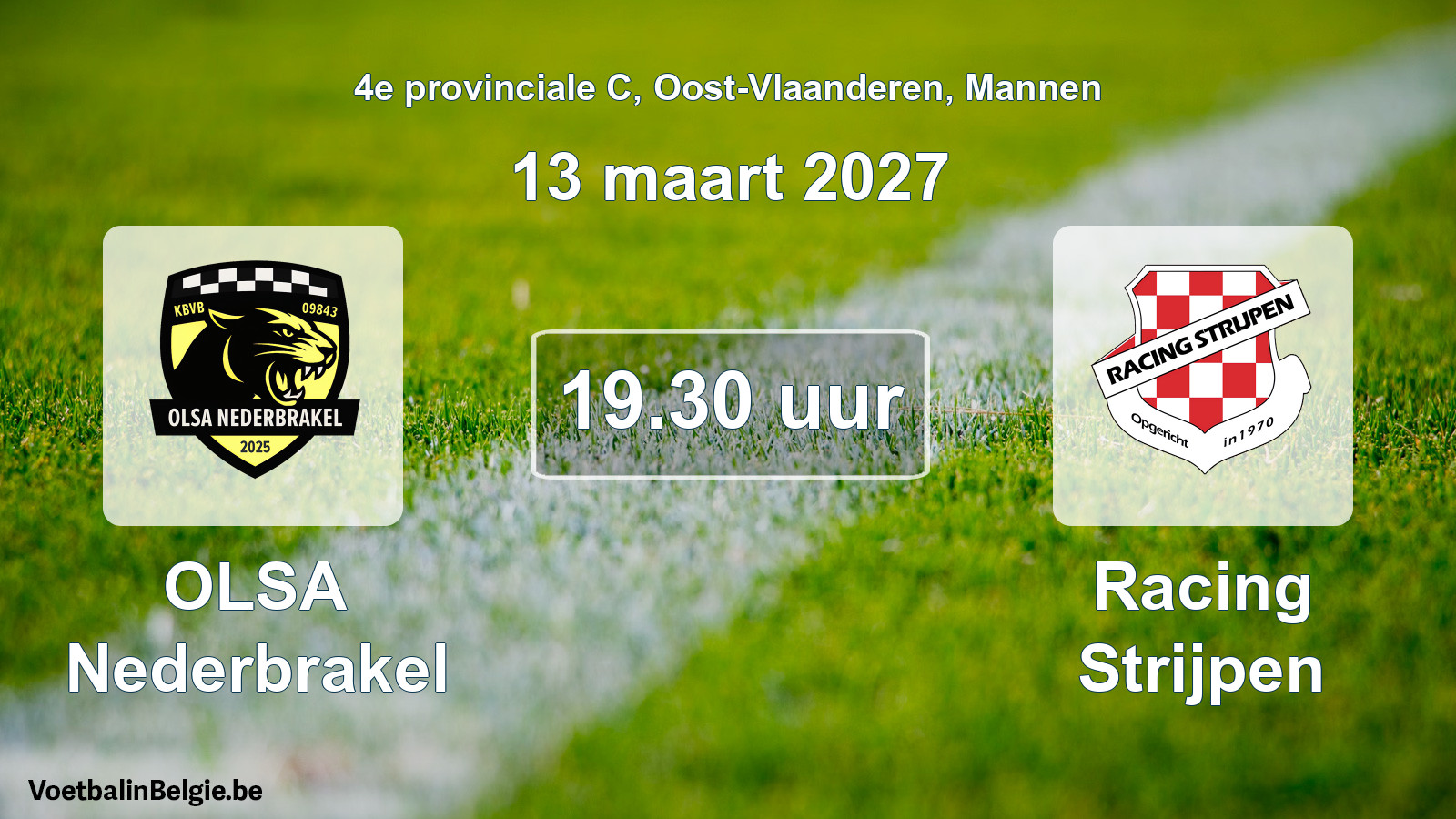 Geplande wedstrijd mannenvoetbal: OLSA Nederbrakel - Racing Strijpen (13 maart 2027)