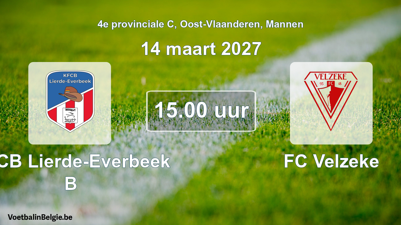 Geplande wedstrijd mannenvoetbal: KFCB Lierde-Everbeek B - FC Velzeke (14 maart 2027)