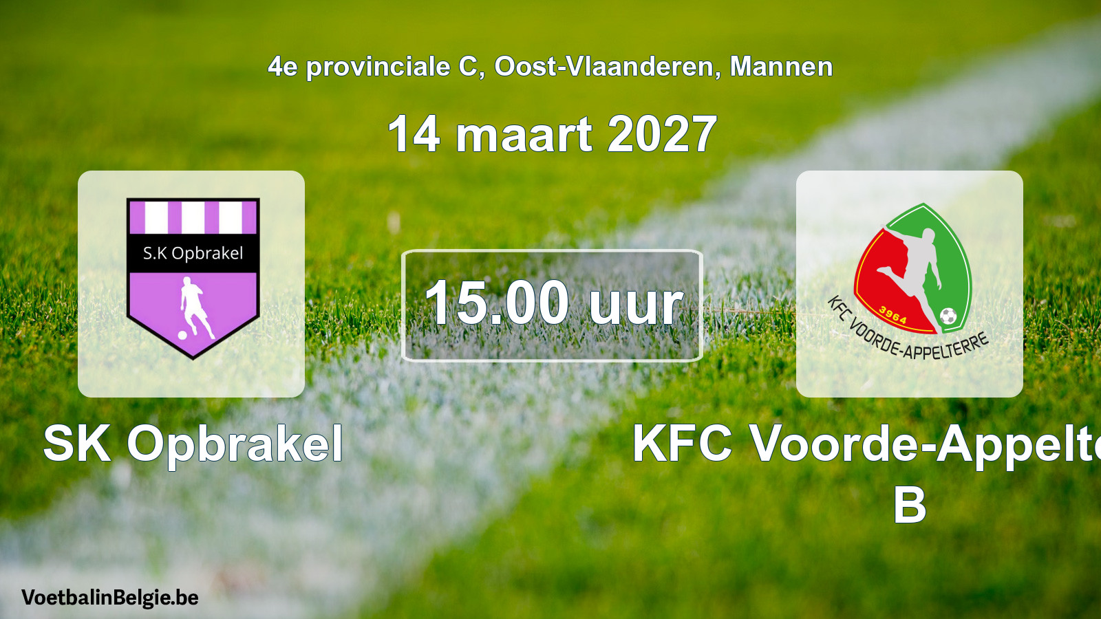 Geplande wedstrijd mannenvoetbal: SK Opbrakel - KFC Voorde-Appelterre B (14 maart 2027)