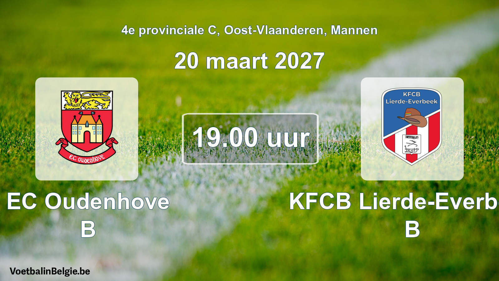 Geplande wedstrijd mannenvoetbal: EC Oudenhove B - KFCB Lierde-Everbeek B (20 maart 2027)