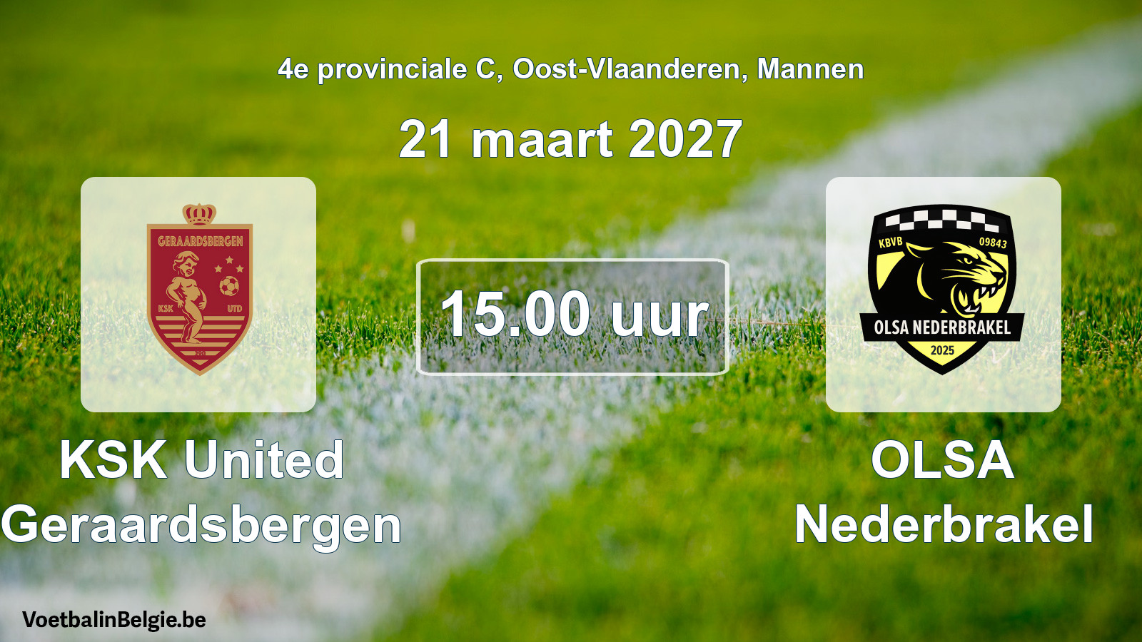 Geplande wedstrijd mannenvoetbal: KSK United Geraardsbergen - OLSA Nederbrakel (21 maart 2027)