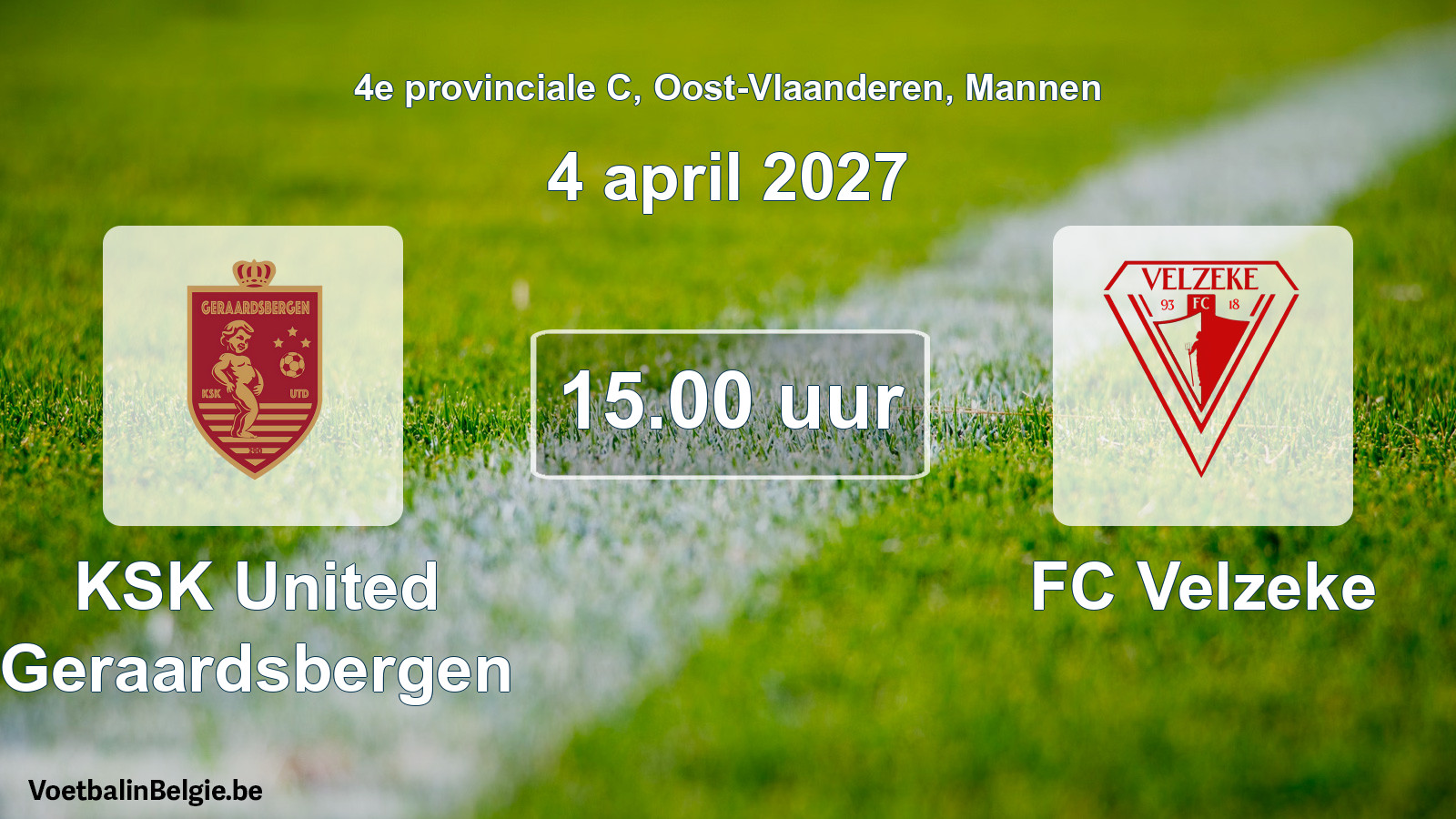 Geplande wedstrijd mannenvoetbal: KSK United Geraardsbergen - FC Velzeke (4 april 2027)