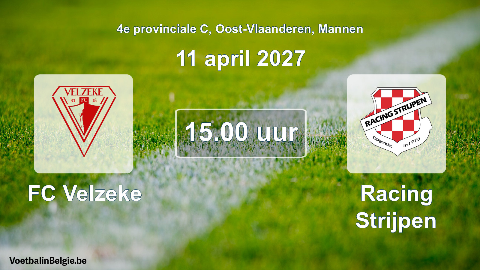 Geplande wedstrijd mannenvoetbal: FC Velzeke - Racing Strijpen (11 april 2027)