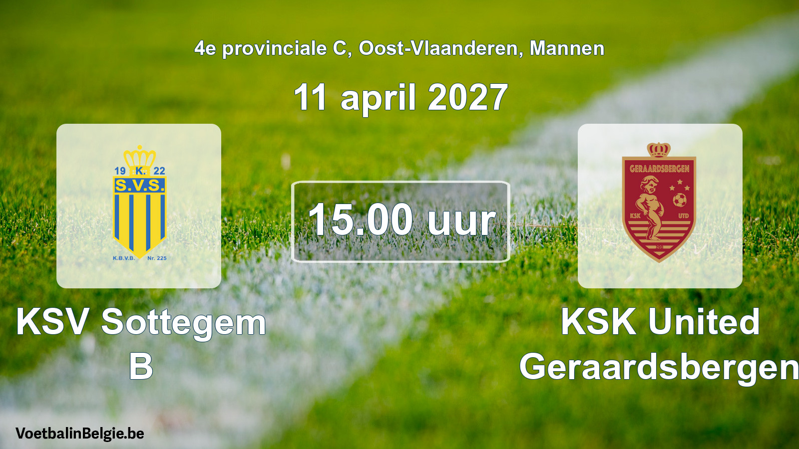 Geplande wedstrijd mannenvoetbal: KSV Sottegem B - KSK United Geraardsbergen (11 april 2027)