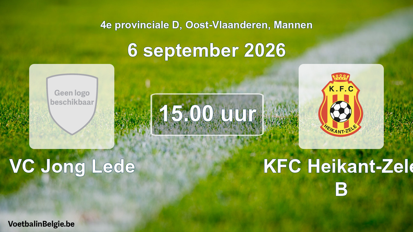 Geplande wedstrijd mannenvoetbal: VC Jong Lede - KFC Heikant-Zele B (6 september 2026)