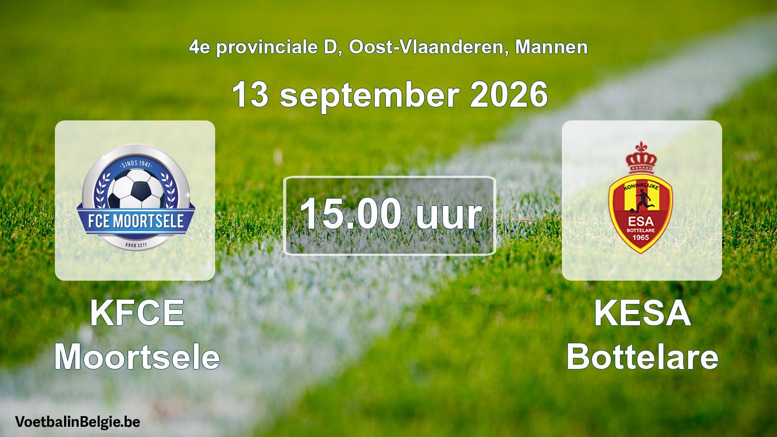 Geplande wedstrijd mannenvoetbal: KFCE Moortsele - KESA Bottelare (13 september 2026)