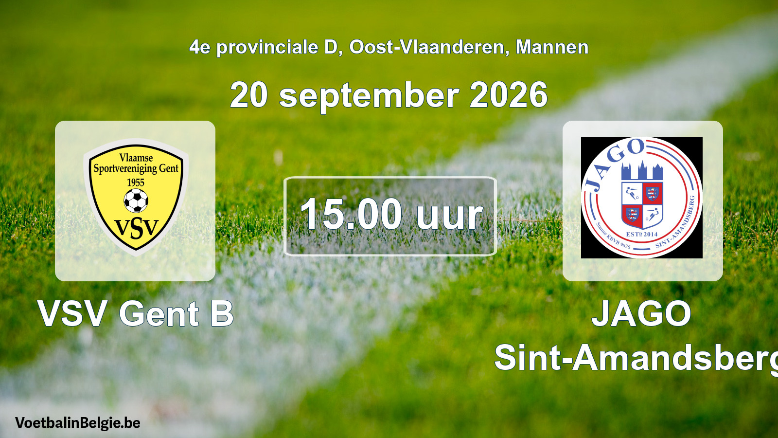 Geplande wedstrijd mannenvoetbal: VSV Gent B - JAGO Sint-Amandsberg (20 september 2026)