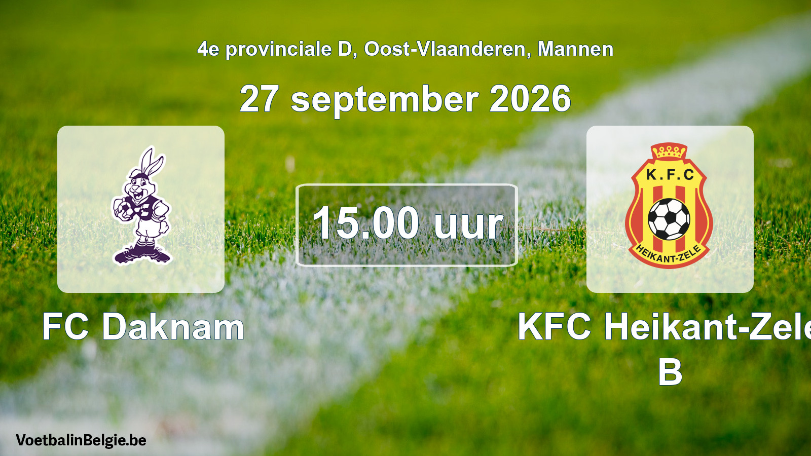 Geplande wedstrijd mannenvoetbal: FC Daknam - KFC Heikant-Zele B (27 september 2026)