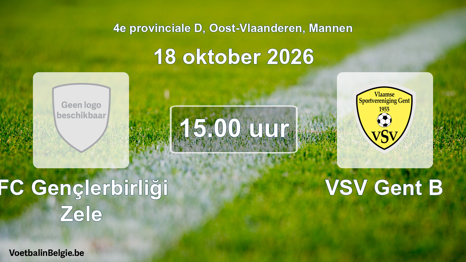 Geplande wedstrijd mannenvoetbal: FC Gençlerbirliği Zele - VSV Gent B (18 oktober 2026)