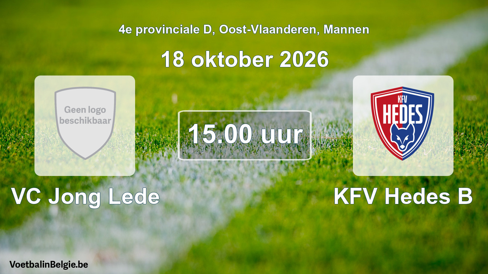 Geplande wedstrijd mannenvoetbal: VC Jong Lede - KFV Hedes B (18 oktober 2026)