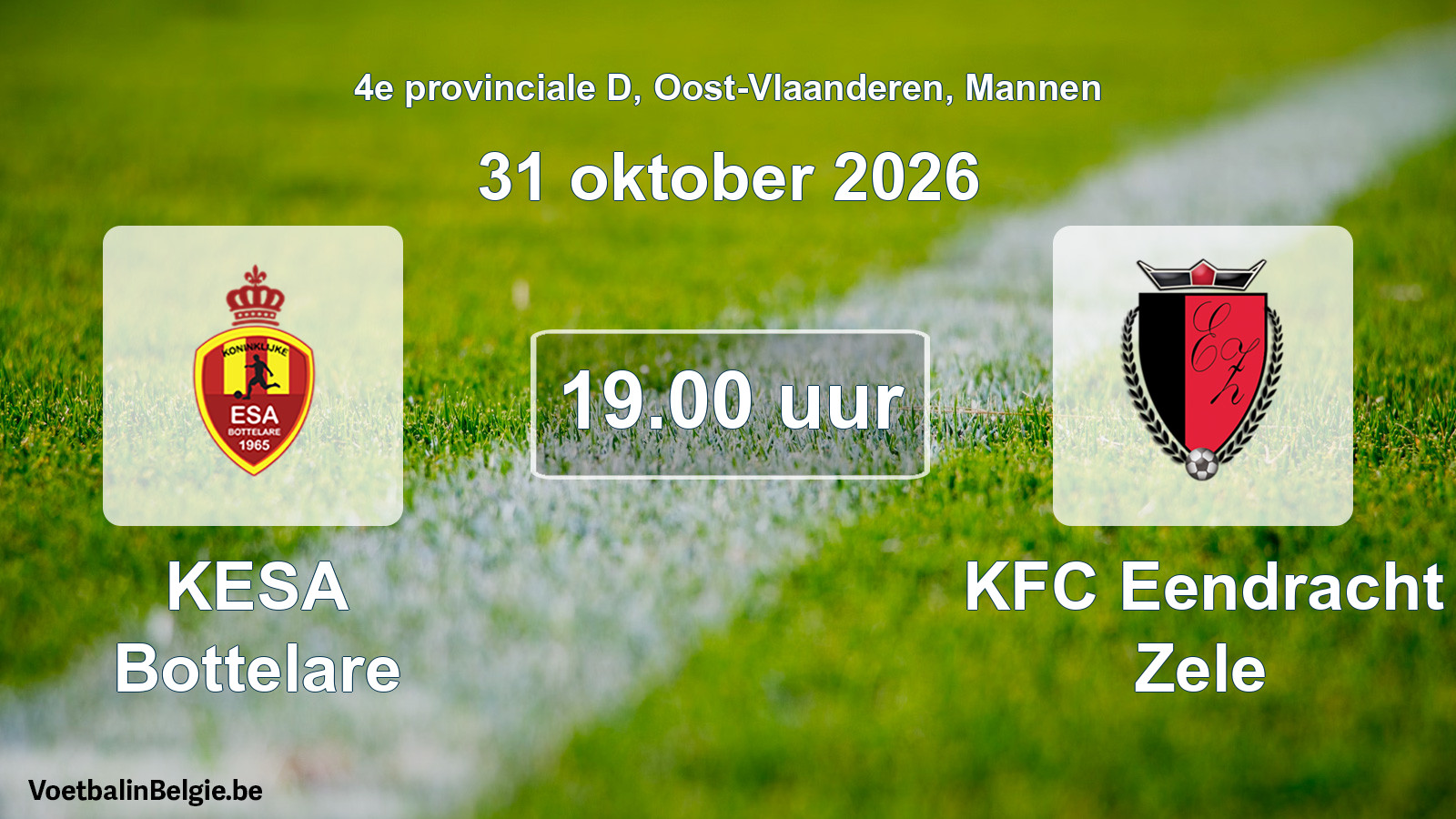 Geplande wedstrijd mannenvoetbal: KESA Bottelare - KFC Eendracht Zele (31 oktober 2026)